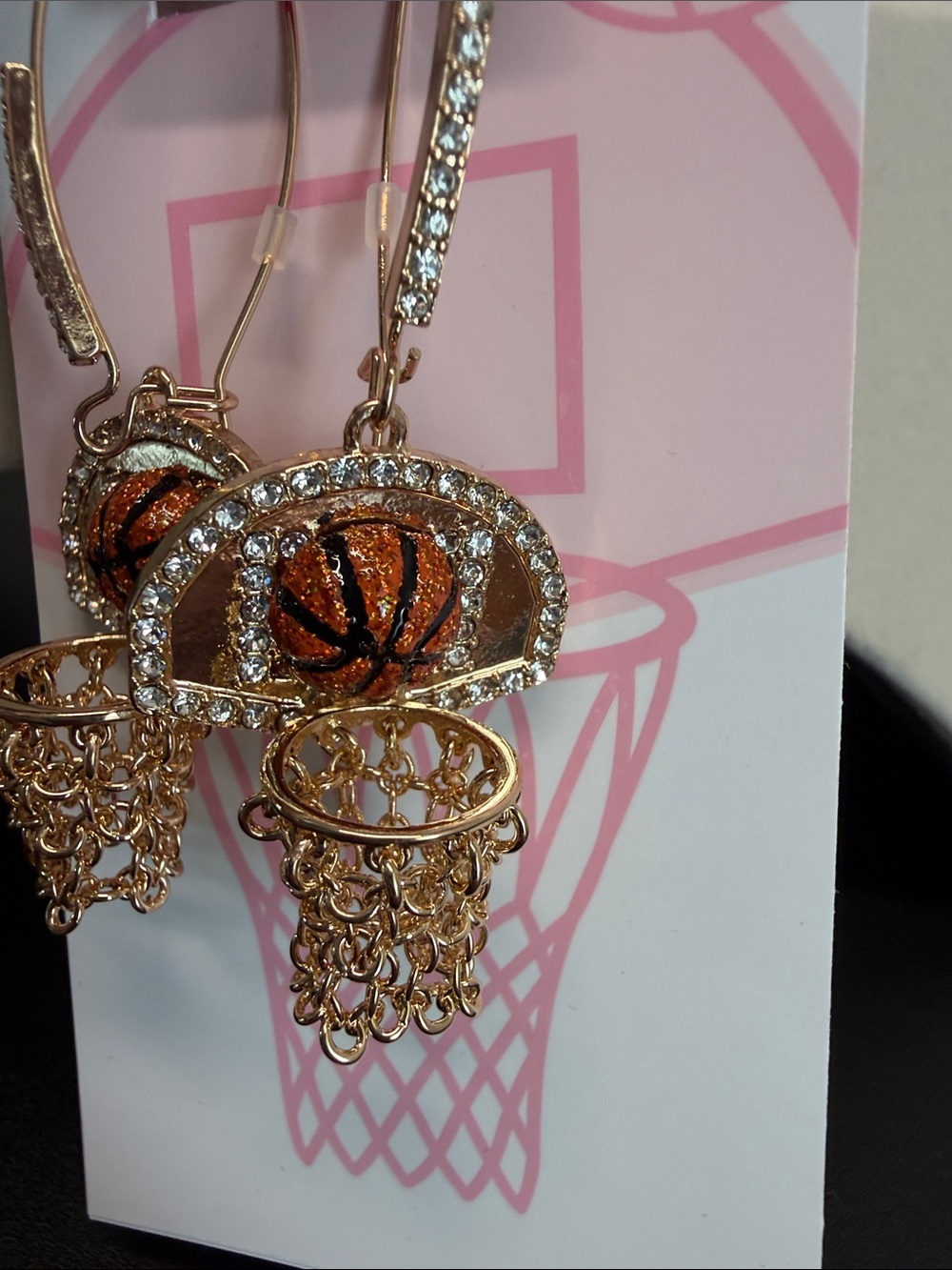 Betsey Johnson | Basketball Hoop Earrings with Rhinestones 🏀 - Picture 9 of 10